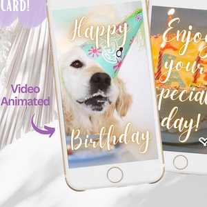 Animierte Digitale Geburtstagskarte Alles Gute zum Geburtstag Video Musikalische E-Card Sofortiger Download Digitale Geburtstagskarte Hundeliebhaber Geschenk Digitaler Download