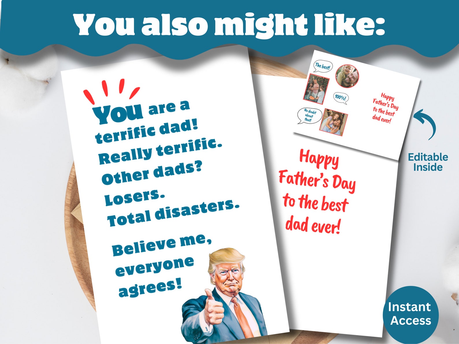Trump Father's Day Card Printable Trump Card for Dad Hilarious Trump ...