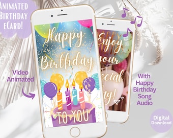 Animated Musical Birthday Video | Digital E-Card Download