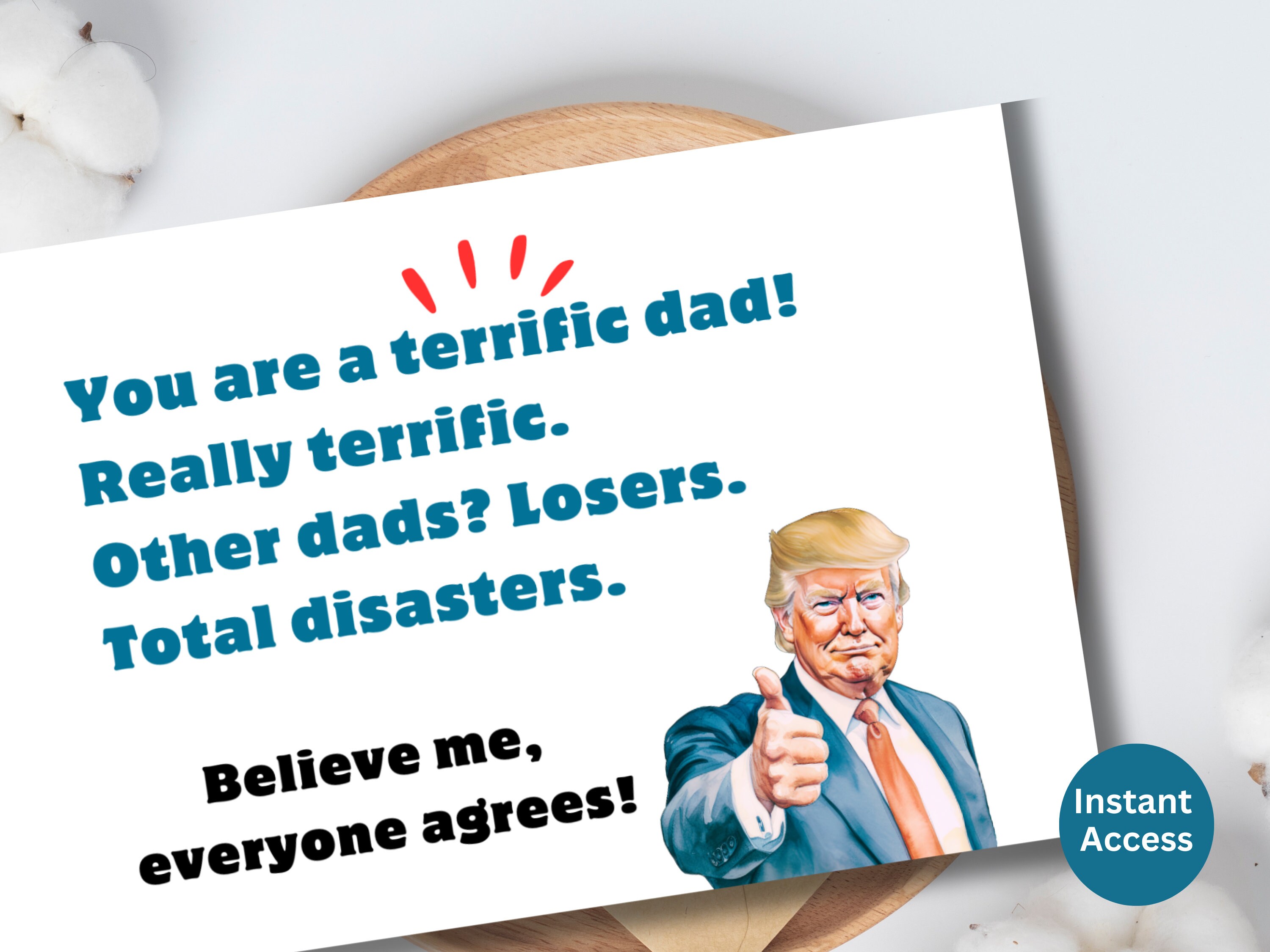 Trump Father's Day Card Printable Trump Card for Dad Hilarious Trump ...
