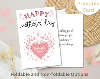 Boho Mother's Day Card: Love You Mom Heart (Digital Download)