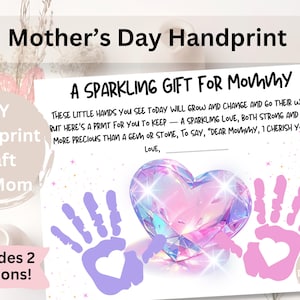 Muttertag Handabdruck Handwerk - Druckbare Gedicht Erinnerungskarte für Mama - DIY Geschenk für Kinder zum digitalen Download
