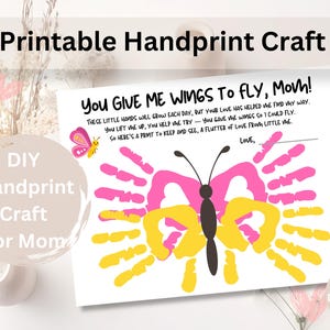 Muttertag Handabdruck Handwerk für Kinder – Druckbar Sie sind mein Sonnenschein Gedicht Geschenk – DIY Andenken Karte für Mama Digitaler Download