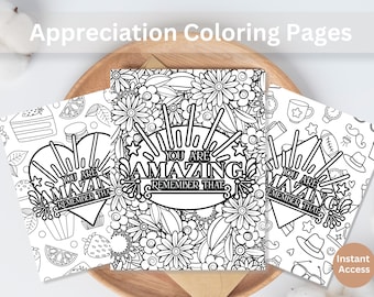 You Are Amazing Coloring Pages | Positive Affirmation Printable | Staff & Teacher Appreciation Activity | Encouragement Gift