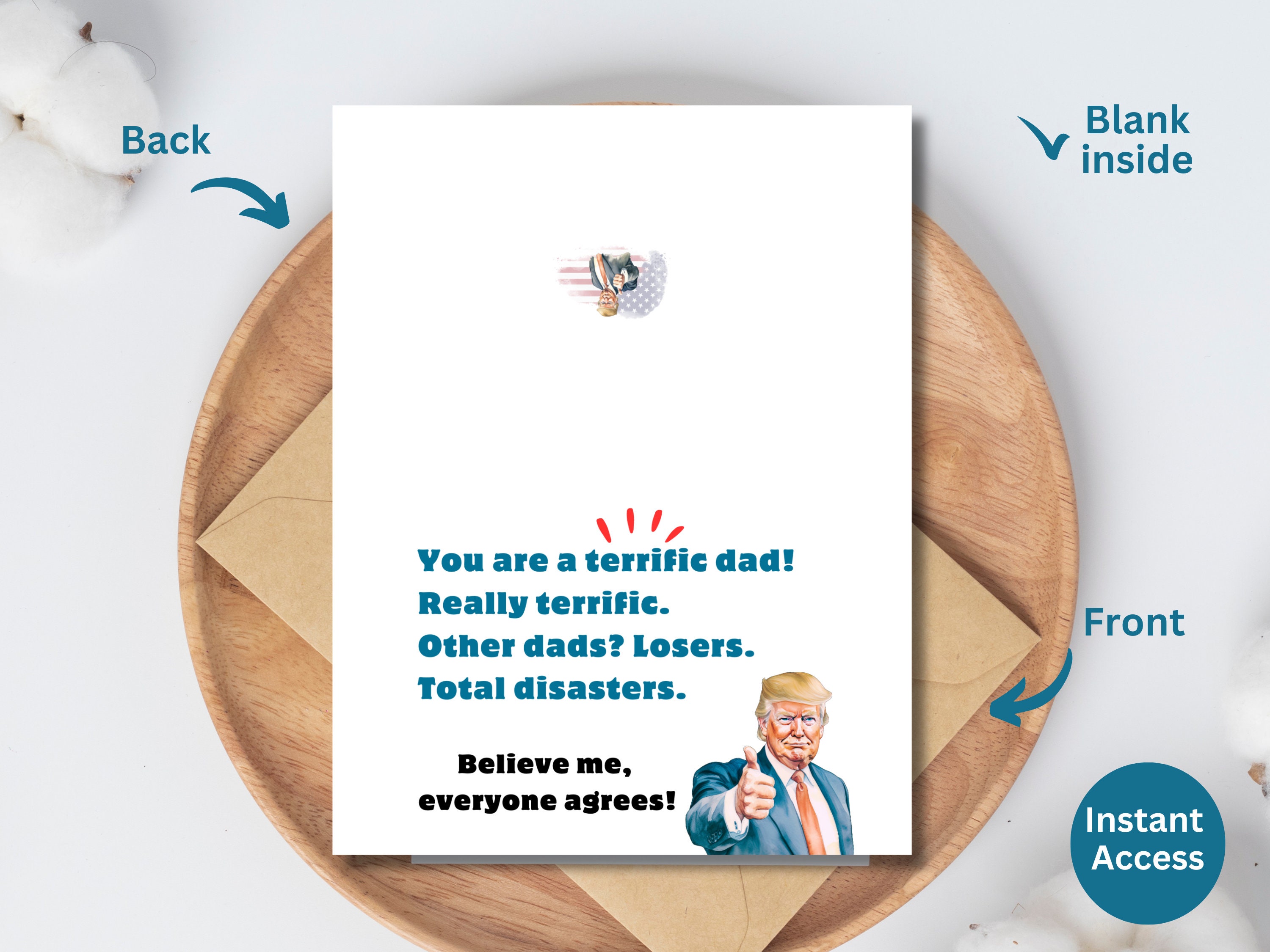 Trump Father's Day Card Printable Trump Card for Dad Hilarious Trump ...