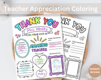 Teacher Thank You Printable | End of Year Gift from Students | Appreciation Activity