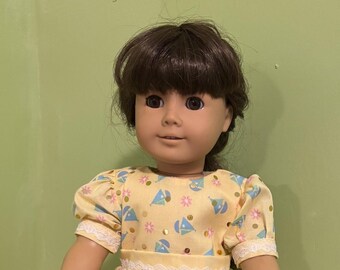Sailboat Doll Dress: Handmade yellow Fabric for 18" AG Doll