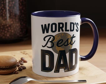 World's Best Dad Accent Coffee Mug - Perfect Gift for Father's Day, Birthday, or Every Day Appreciation, Unique Dad Mug
