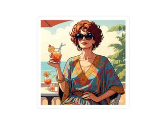 Calcomanía de Roper Romp, calcomanía de vinilo de la Sra. Roper, regalo para fan de la serie de televisión retro "Tres son multitud", calcomanía troquelada