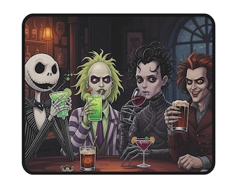 Maus Pad, Tim Burton Gang - Jack Skellington, Beetlejuice, Edward mit den Scherenhänden, Sweeney Todd Drink Design, Schreibtisch Accessoire, Büro Deko