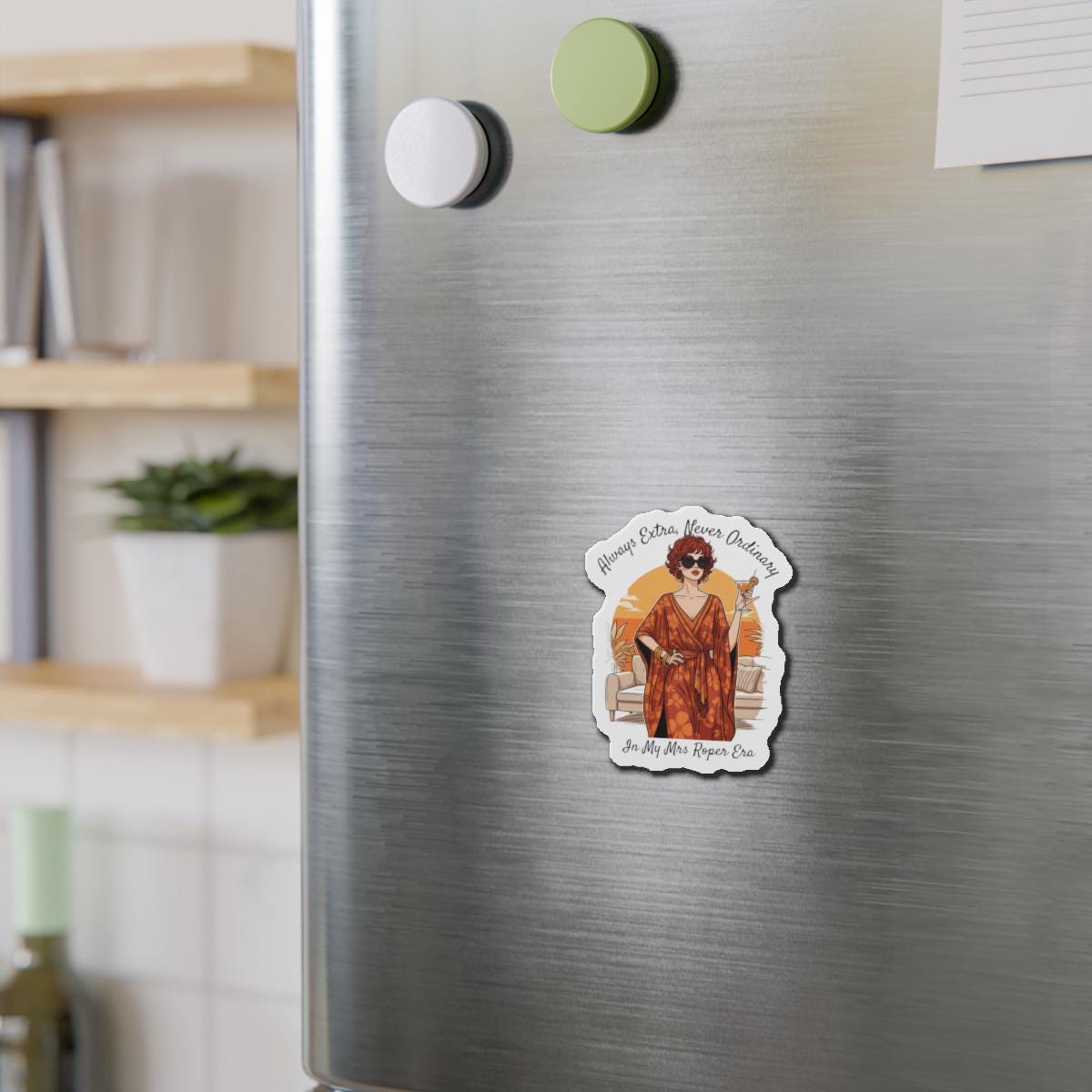 Roper Romp Magnet Retro Mrs Roper Romp Die-cut Magnet, Cocktails and Caftans, 70's Gift ...