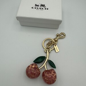 COACH Signature Cherry Bag Charm Pink Multicolor