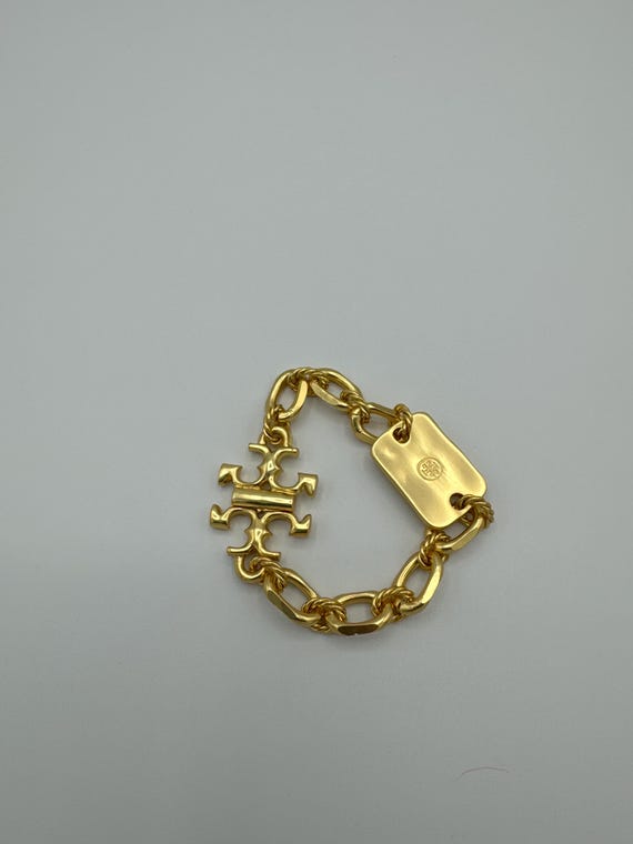 Tory Burch Authentic Torsade Vintage Gold Engraved Logo Bracelet Etsy