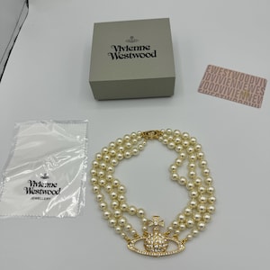 Vivienne westwood pearl necklace three row pearl bas relief choker 