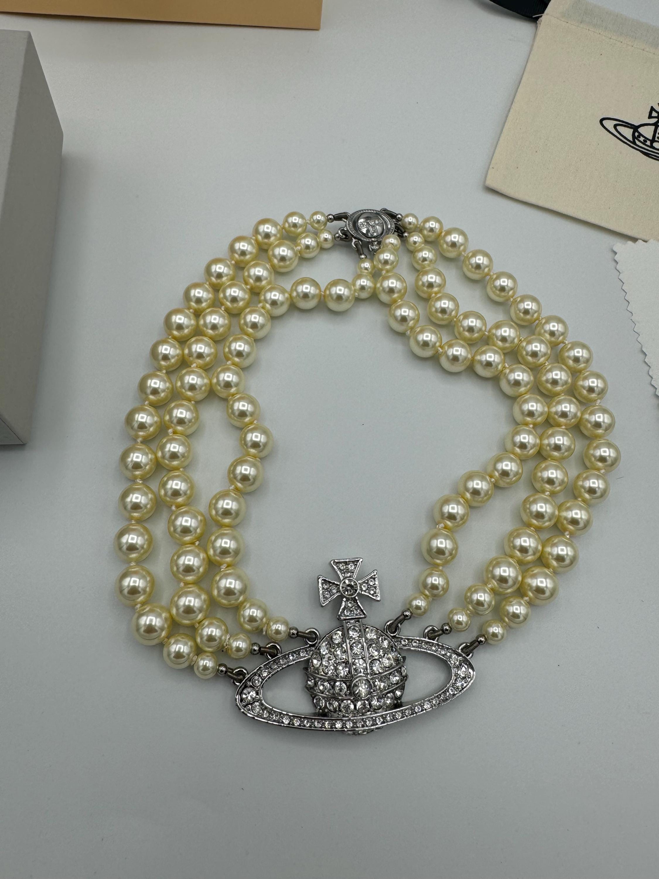 Vivienne Westwood Three Row Pearl Bas Relief Choker - Etsy