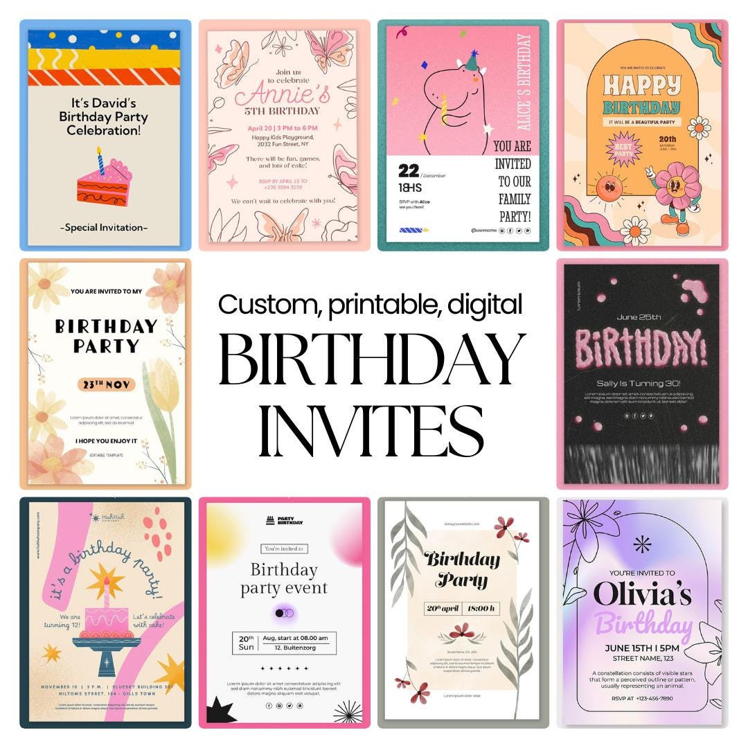 Birthday Invites - Custom, Printable, Digital, Ready to Print File - Etsy