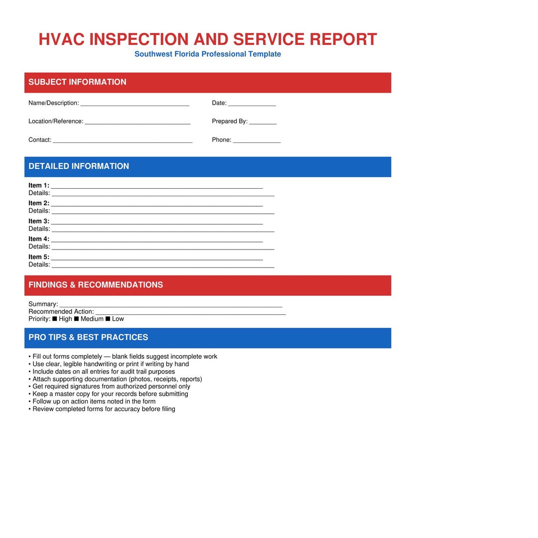 Hvac Inspection Report.pdf HVAC Inspection and Service Report | Southwest Florida | Printable PDF ...