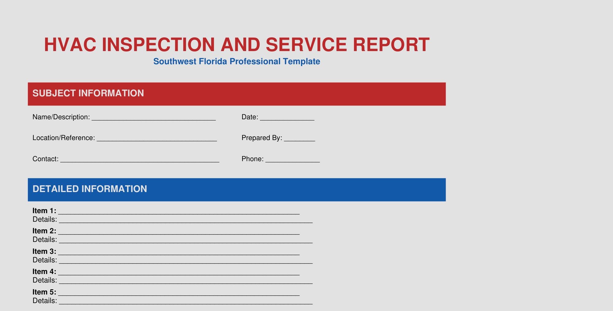 Printable Hvac Inspection Report.pdf HVAC Inspection and Service Report | Southwest Florida | Printable PDF ...