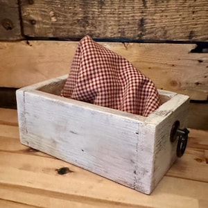 Farmhouse Rustic White Wooden Box/Wooden Tray Box/ Farm Box Decor