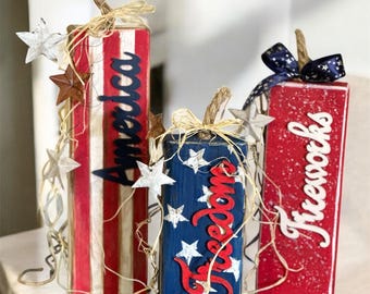 Petardos de madera del 4 de julio / EE. UU. / Libertad en Estados Unidos / Fuegos artificiales / Decoración con petardos