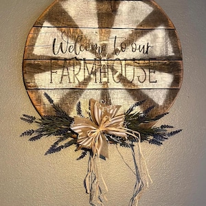 Windmill Wooden Handcrafted Welcome To Our Farmhouse Rustic Wall Front Door Decor