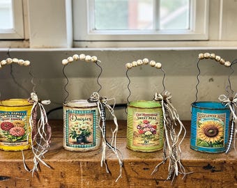 Handmade Farmhouse Flower Tin Bucket: Rustic Floral Pot Farmhouse Decor/Mother’s Day Gift