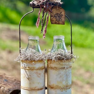 Farmhouse Dairy Milk Bottle Holder/ Cow Rustic Milk Holder/ Farmhouse Milk Bottle Decor