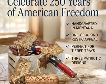 Rustic American Flag Rolling Pin: 4th of July Tiered Tray Decor