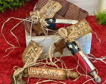 Fourth of July Tiered Tray Rolling Pin Decor/Rustic American Flag Roller Pin/We The People Roller Pin/ Old Glory/God Bless America Decor