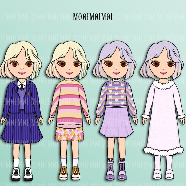 Printable ENID Dress Up Paper Dolls Paper Play Crafts Handmade