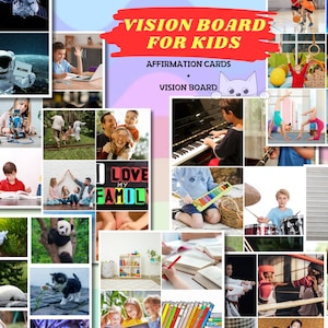 Tablero de visión para niños, tableros de visión imprimibles, palabras y tarjetas de afirmación, afirmaciones para niños, citas positivas para niños, imágenes para niños