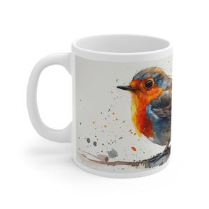 Robin Print Coffee Tea Mug - Ceramic Robin Cup for Bird Lovers & Nature Enthusiasts, Perfect Gift for Home and Office
