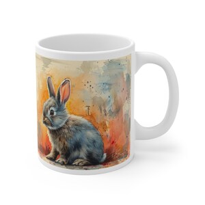 Häschen-Druck-Kaffee-Tee-Tasse - Keramik Häschen-Tasse für Tierliebhaber und Naturliebhaber, perfektes Geschenk für Zuhause und im Büro