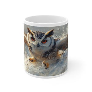 Snowy Owl Coffee Tea Mug - Rustic Ceramic Cup for Bird Lovers & Nature Enthusiasts, Perfect Gift for Home and Office