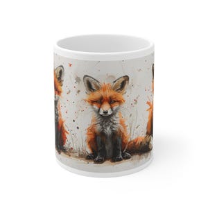 Caneca de cerâmica com estampa de raposas: xícara de café com arte da vida selvagem
