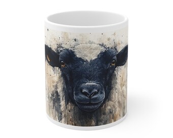 Wallis mok schapen met zwarte neus: keramische koffiekop voor dierenliefhebbers