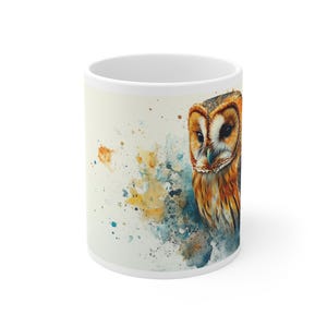 Tawny Owl Print Mug: Rustic Ceramic Coffee Cup
