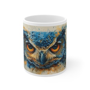 Owl Coffee Tea Mug - Rustic Ceramic Cup for Bird Lovers & Nature Enthusiasts, Perfect Gift for Home and Office