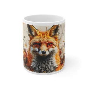 Caneca de café com estampa de raposa: xícara de cerâmica para amantes de animais