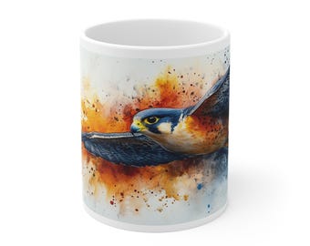 Peregrine Falcon Print Mug: Wildlife Art, Coffee & Tea Ceramic Cup