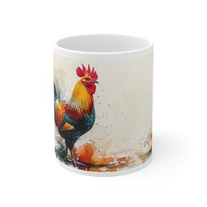 Cockerel Print Coffee Tea Mug - Ceramic Cockerel Cup for Animal Lovers & Nature Enthusiasts, Perfect Gift for Home and Office