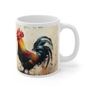 Cockerel Print Coffee Tea Mug - Ceramic Cockerel Cup for Animal Lovers & Nature Enthusiasts, Perfect Gift for Home and Office