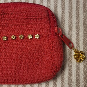 Cartera compacta para mujer hecha a mano en crochet con cremallera