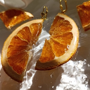 Real Dried Orange Fruit Earring, Unique Birthday Summer Jewelry Gift for her, mom, girlfriend
