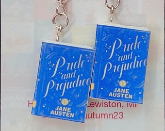 Pride and Prejudice Mini book Earrings - Jane Austen Jewelry- Classic Novel Jewelry - Jane Austen gifts