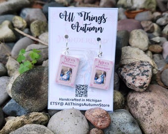 Alice's Adventures in Wonderland Tiny Book earrings, Gifts for Birthday or Mother's Day