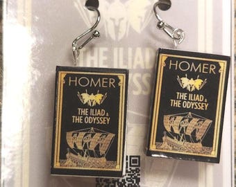 Iliad & Odyssey MiniBook Earrings, Dark Academia Gifts for English Majors, Michigan Handmade Crafts