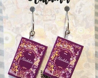 Tiny Book Jewelry,  ALADDIN Jasmine charm earrings, Disney theme Birthday gift idea for her