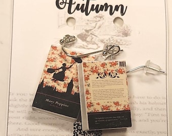 Mary Poppins  minibook earrings, Unique Gifts for Teachers and Nannies, Mothers Day Surprise