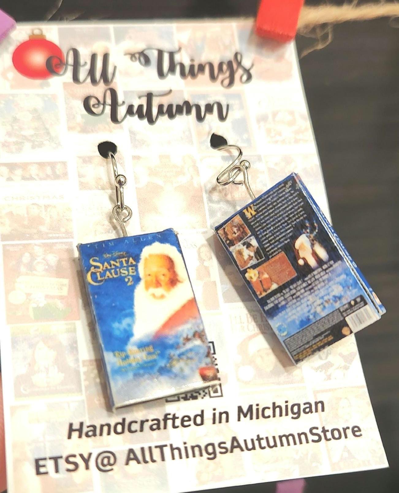 The Santa Clause 2 VHS earrings- Christmas Movie Dangle Jewelry- 90's Classic Holiday Movies